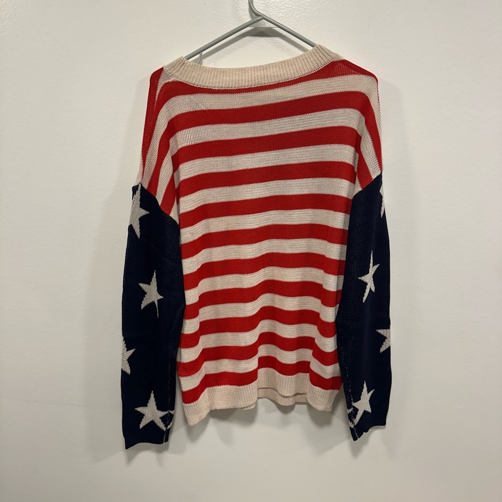 Patriotic American Flag Knit stars and stripes Sweater Size XL - Picture 6 of 6